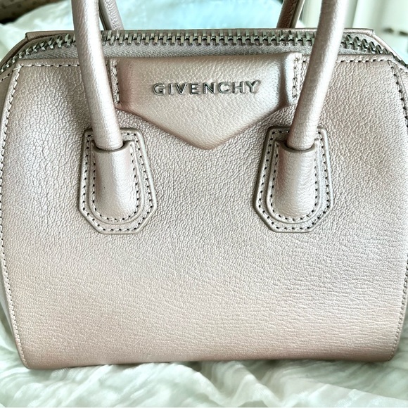 Givenchy Metallic Sugar Goatskin Mini Antigona Rose Gold Light Pink - Picture 8 of 16